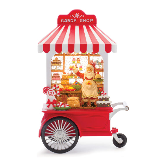 LED Snow Globe Santa's Candy Stand 10.75"