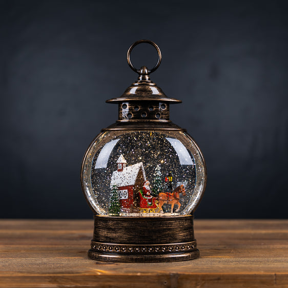 LED Snow Globe with Santa's Sleigh 11.5"