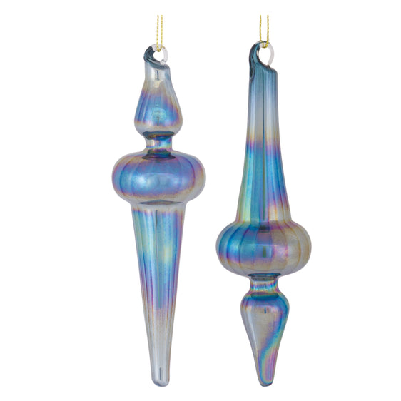 Iridescent-Glass-Finial-Drop-Ornament,-Set-of-12-Ornaments