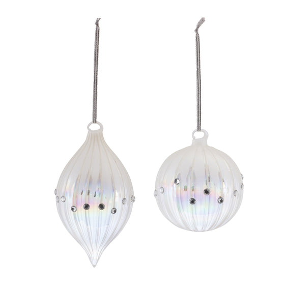 Iridescent Jeweled Glass Ornament, Set of 6