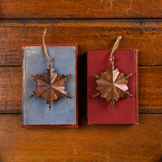 Floral-Metal-Snowflake-Ornament,-Set-of-6-Ornaments