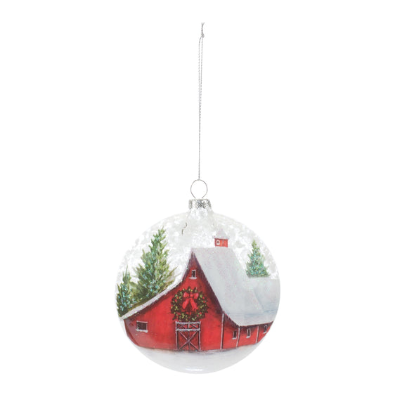 Frosted Barn Ball Ornament, Set of 12