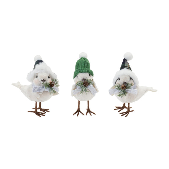 Winter-Bird-with-Hat-and-Pine-Accent-(Set-of-6)-Decor