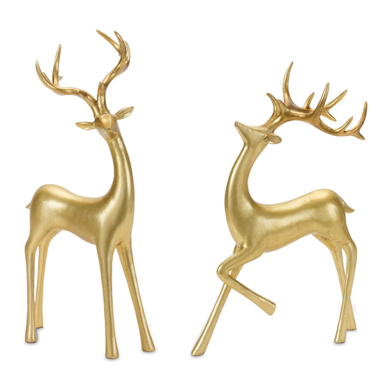 Gold-Minimalist-Deer-Statue,-Set-of-2-Decor