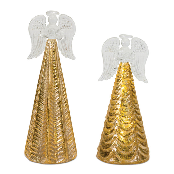 LED-Textured-Glass-Angel-Decor,-Set-of-2-Decor