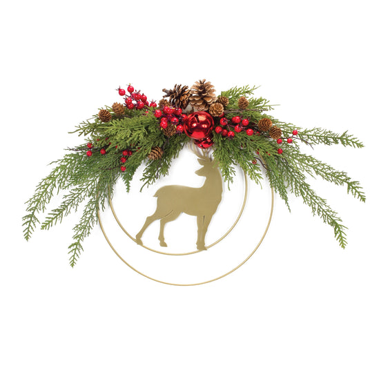 Deer and Pine Half Wreath 18"