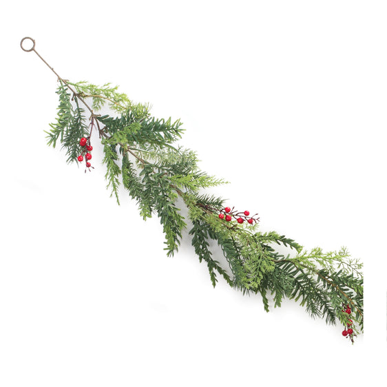 Mixed-Pine-Berry-Garland-(Set-of-2)-Decor