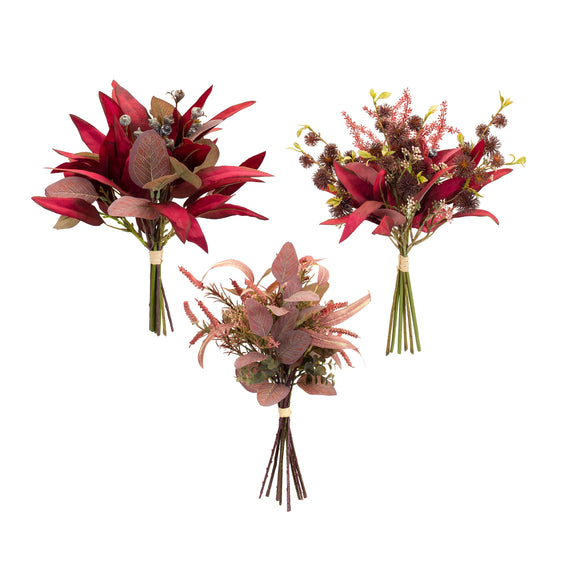 Fall-Burgundy-Foliage-and-Thistle-Bundle-Bouquet,-Set-of-6-Faux-Florals