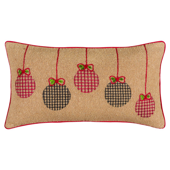 Embroidered Cotton Jute Christmas Ornaments Decorative Throw Pillow