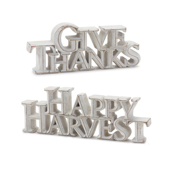 Happy-Harvest-and-Give-Thanks-Tabletop-Sign,-Set-of-2-Fall-Decor