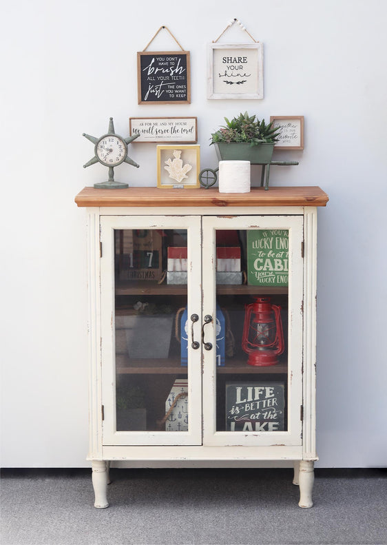 White-Distressed-Entryway-Cabinet-with-Carved-Doors-Cabinets