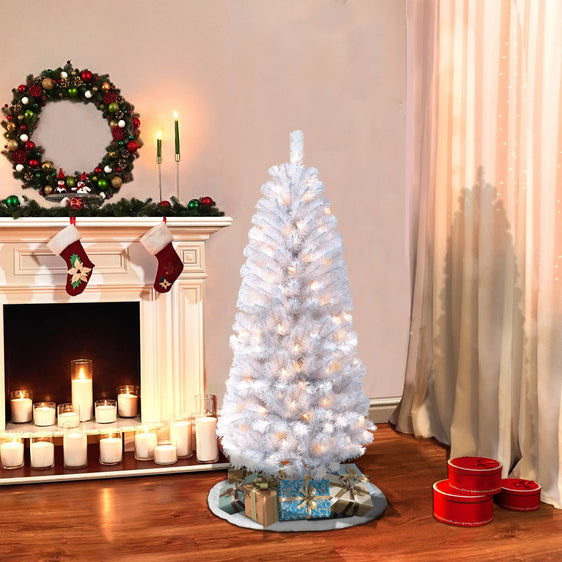 4.5-ft-Pre-lit-White-Northern-Fir-Pencil-Artificial-Christmas-Tree-with-Clear-Lights-&-Metal-Stand-Christmas-Trees