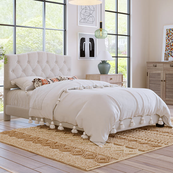 Josephine-Upholstered-Platform-Bed-with-Saddle-Curved-Headboard-and-Diamond-Tufted-Details-Beds