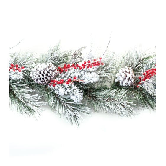 Snowy Pine Berry Garland 6'