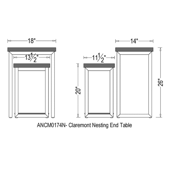 Claremont Rustic Wood Nesting End Tables, Set of Two