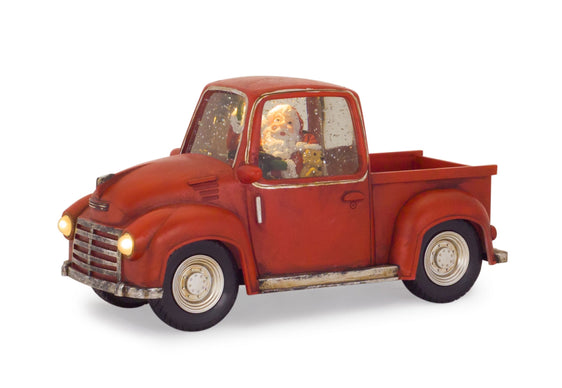 LED Snow Globe Truck with Santa 11.25"