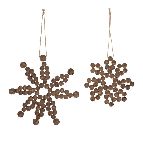 Wood Bead Snowflake Ornament, Set of 12