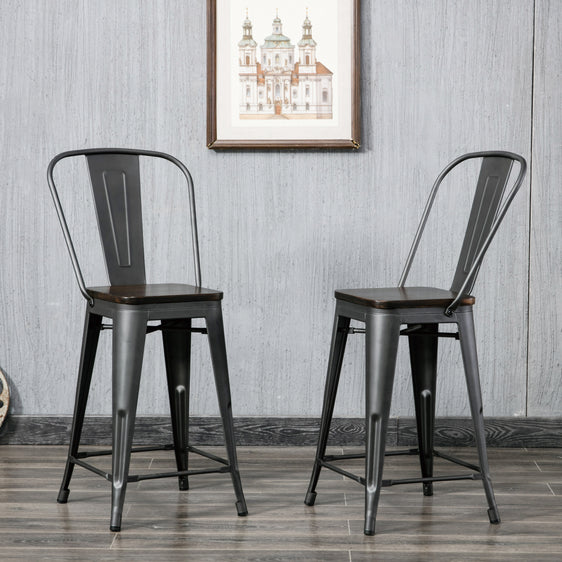 Ash 24 Inch Wood Seat Counter Stool Set of 2