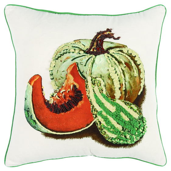 Screen Print And Embroidery Cotton Gourds & Pumpkins Decorative Throw Pillow