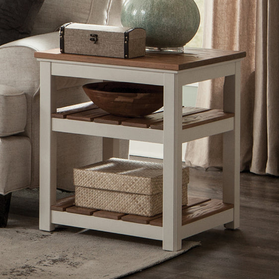 Savannah-2-Shelf-End-Table,-Ivory-with-Natural-Wood-Top-End-Tables