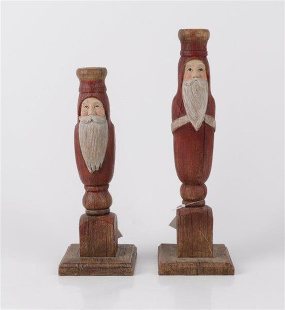 Rustic-Santa-Candle-Holder,-Set-of-2-Decor