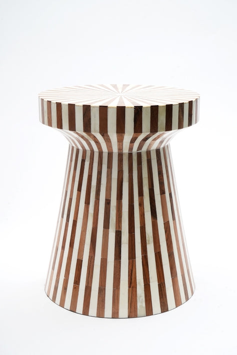 Drum Shape Line Pattern Stool For Living Room