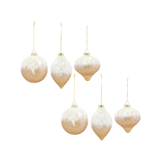 Beaded-Gold-Glass-Ornament-with-Snowy-Accent,-Set-of-6-Ornaments