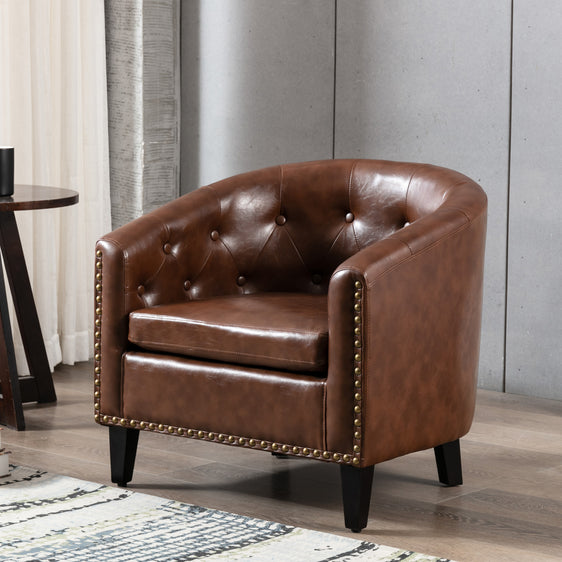 Rowan-Leather-Tufted-Barrel-Club-Chair,-Dark-Brown-Accent-Chairs