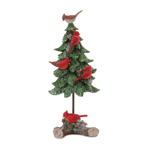 Pine Tree with Perched Cardinal Birds 17"