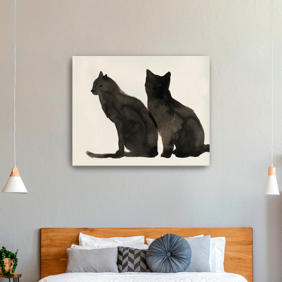 Two-Black-Cats-Canvas-Giclee-Wall-Art