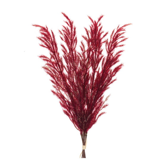 Burgundy-Plume-Bundle,-Set-of-6-Faux-Florals