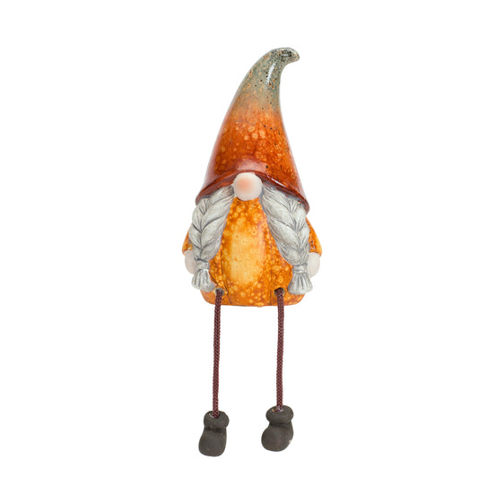 Terra Cotta Pumpkin Gnome with Dangle Legs, Set of 2