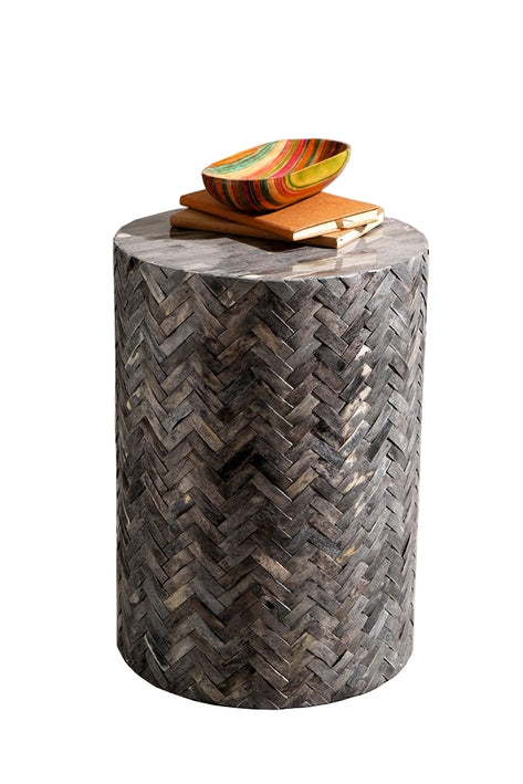 Drum Shape Line Pattern Stool For Living Room