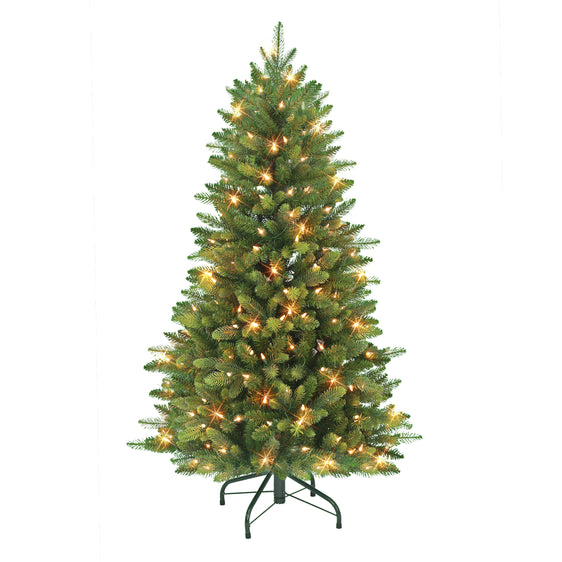 4.5 ft Pre-lit Slim Westford Spruce Artificial Christmas Tree with Clear Lights Metal Stand