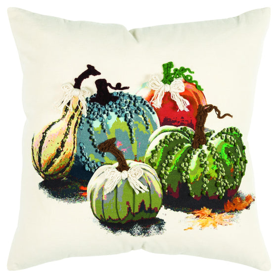 Digital Print And Embroidery Cotton Gourd Still Life Decorative Throw Pillow