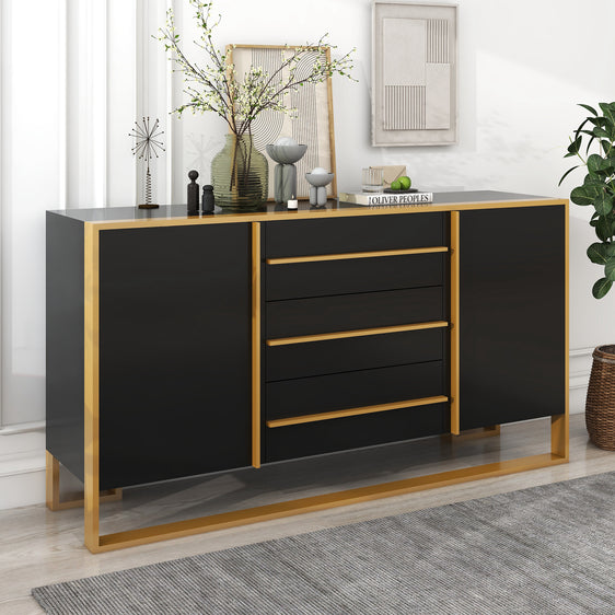 Russell Sideboard with Large Storage Space and Gold Metal Legs