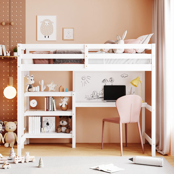 Ian Loft Bed with Shelves