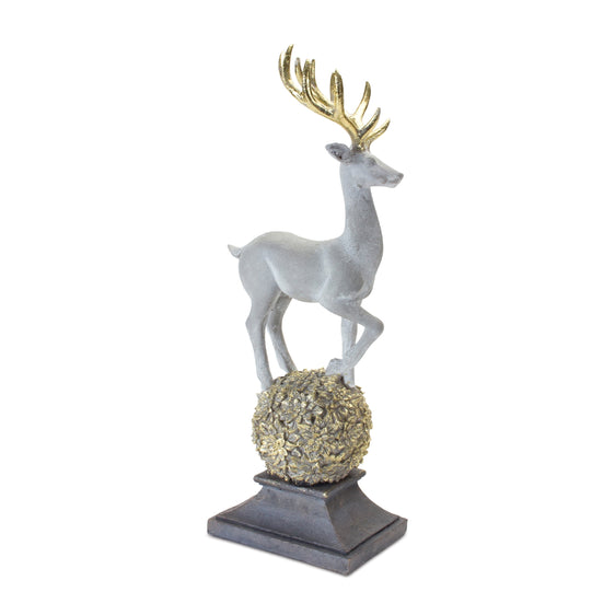 Winter Deer Figurine on Orb 14"