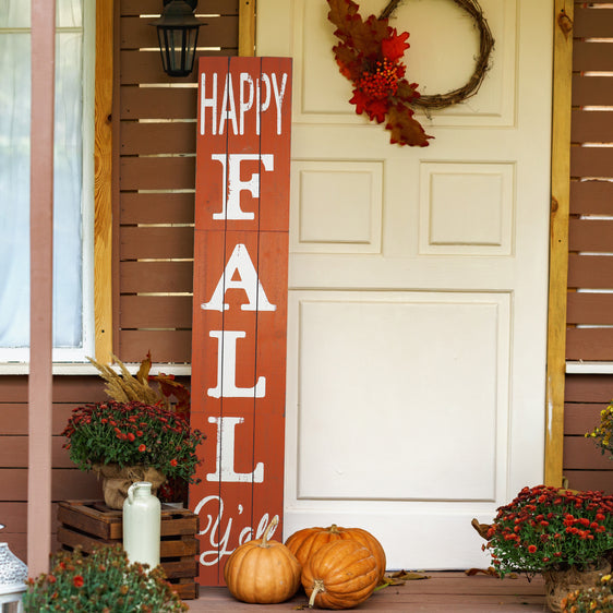 Orange Happy Fall Ya'll Wood Porch Sign