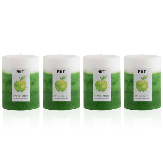 Pier-1-Apple-Mint-3x4-Layered-Set-of-4-Pillar-Candles-Pillar-Candles