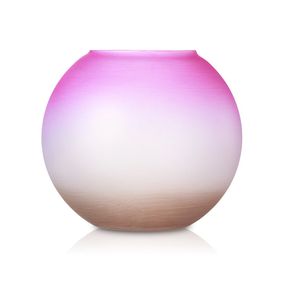 Pier-1-Handpainted-Ombre-Round-Fuchsia-Glass-Vase-Vases