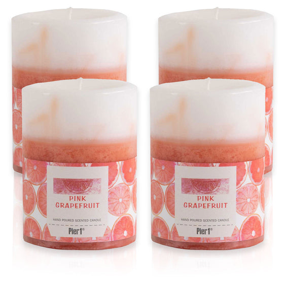 Pier 1 Pink Grapefruit 3x4 Layered Set of 4 Pillar Candles - Pier 1