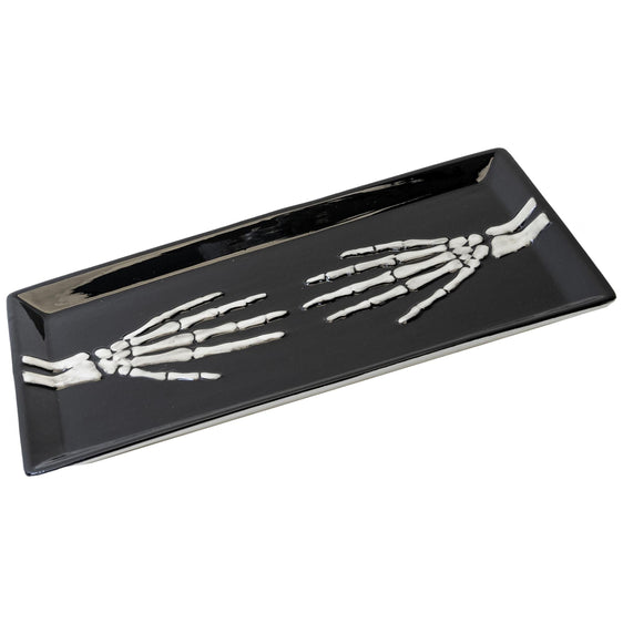 Pier-1-Rectangular-Ceramic-Skeleton-Hand-Plate-Serveware