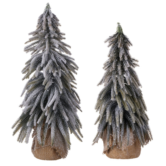 Pier 1 Set of 2 Flocked Pine Tree Set - Pier 1