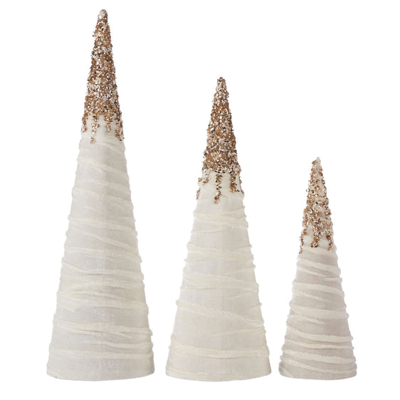 Pier-1-Sparkle-and-Velvet-Beaded-Cone-Set-of-3-Christmas-Decor