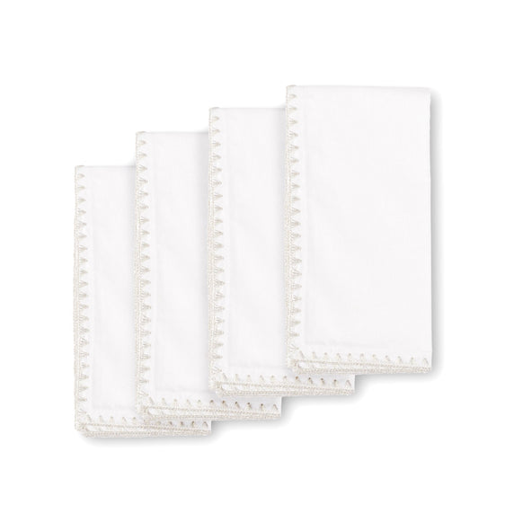 Pier-1-White-with-Silver-Trim-Set-of-4-Napkins-Napkins