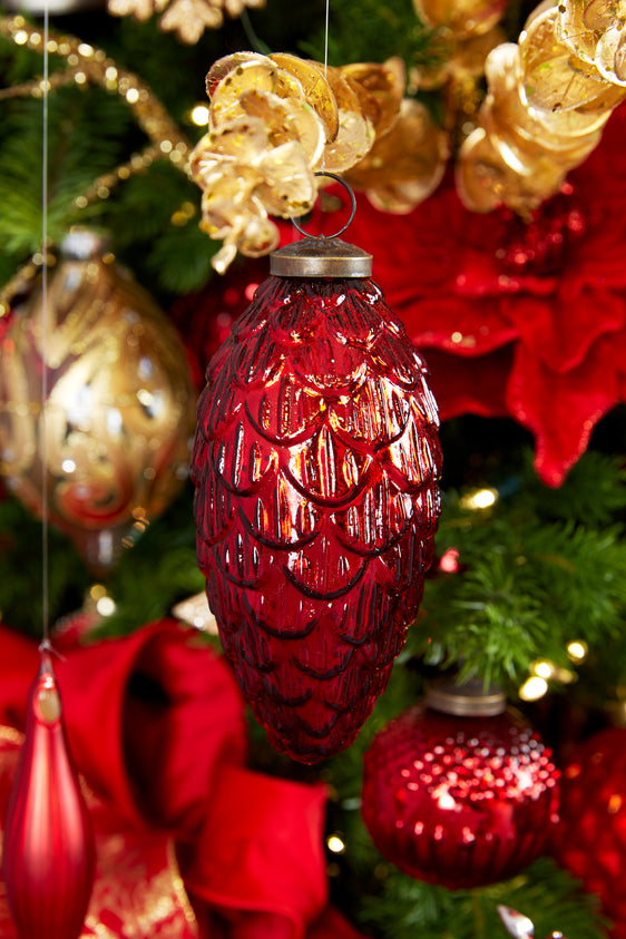 Mercury-Glass-Pinecone-Ornament,-Set-of-6-Ornaments