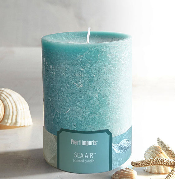 Pier 1 Sea Air 3x4 Mottled Pillar Candle