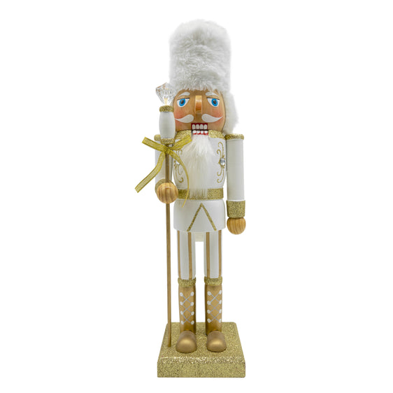 14" Winter Gold & White Nutcracker