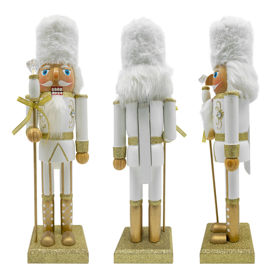 14" Winter Gold & White Nutcracker